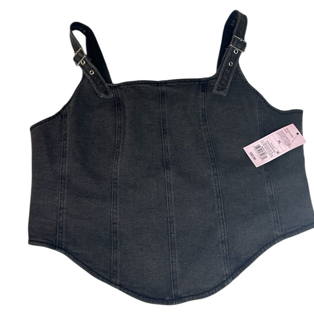 Wild Fable Women's Black Jean Corset Zippered back adjustable straps XL NWT